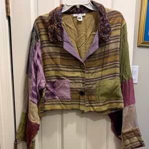 Rare Vintage Donna Jessica Cropped Patchwork Mixed Media Jacket